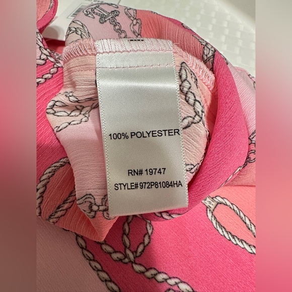NWT SZ L 77 Park Pink and Coral Patterned Ruffle Blouse - Picture 7 of 7